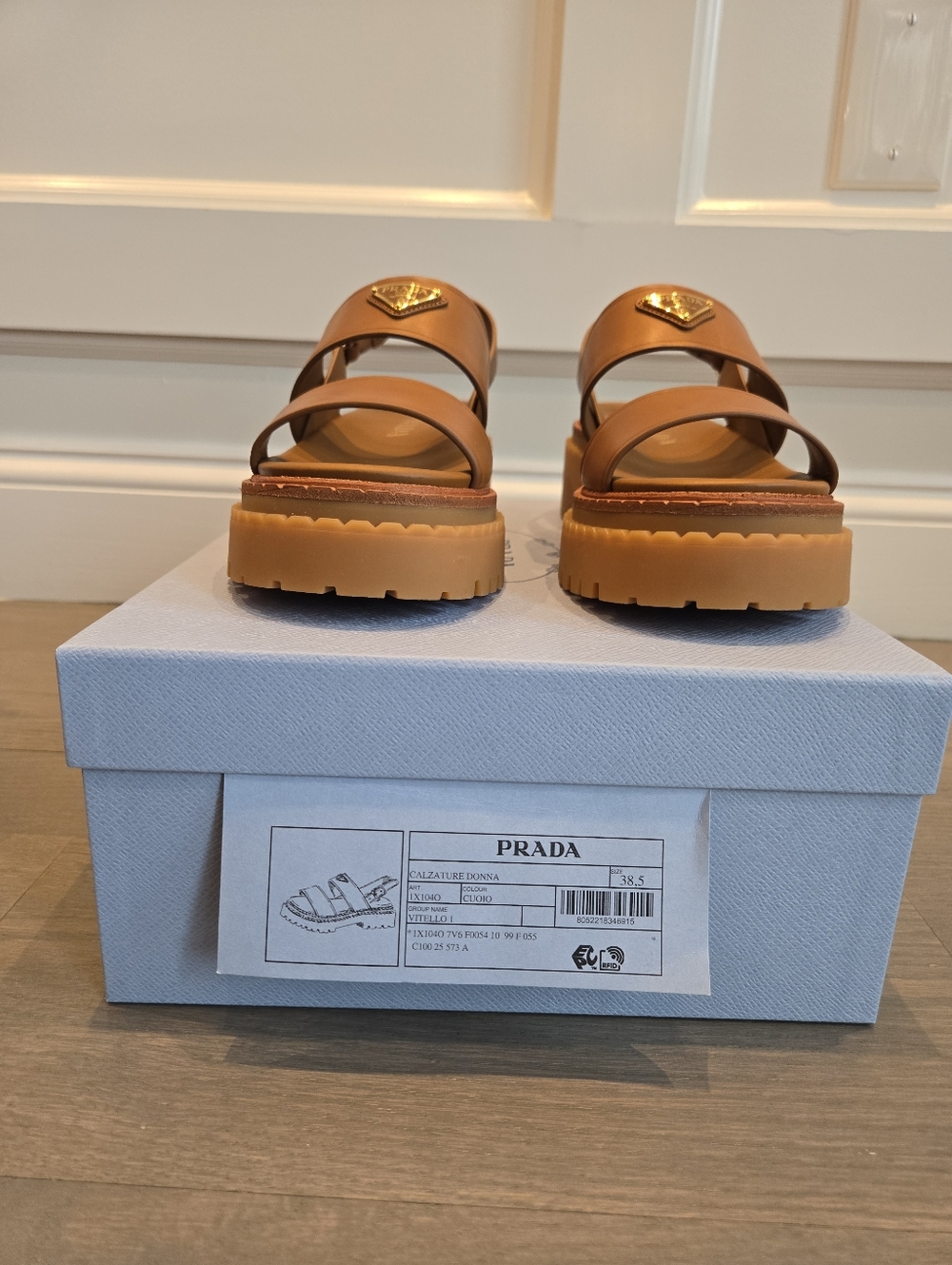 $1,270 Prada Leather Platform Sandals Brown EU 38.5 US 8.5 BNIB - Picture 6 of 12